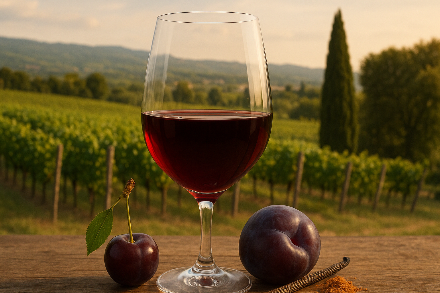 Aromenbild: dunkle Kirsche, Pflaume, Vanille & Gewürze – Appassimento Rosso Veneto IGT 2024, Domini Veneti